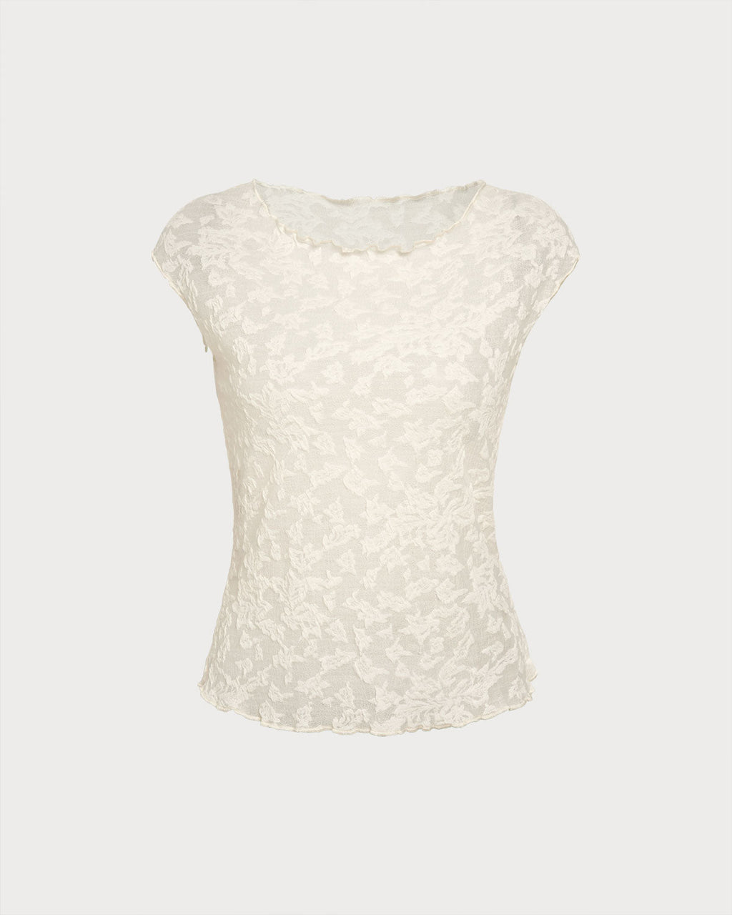 Beige Textured See Through Tee