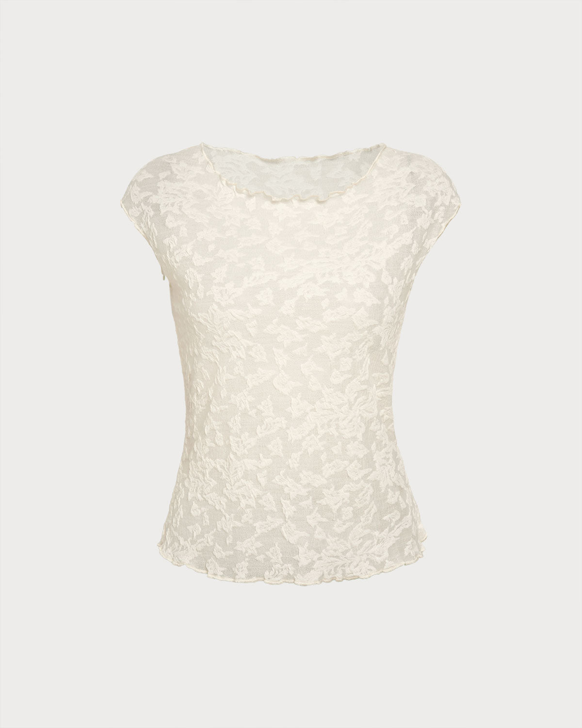 Beige Textured See Through Tee