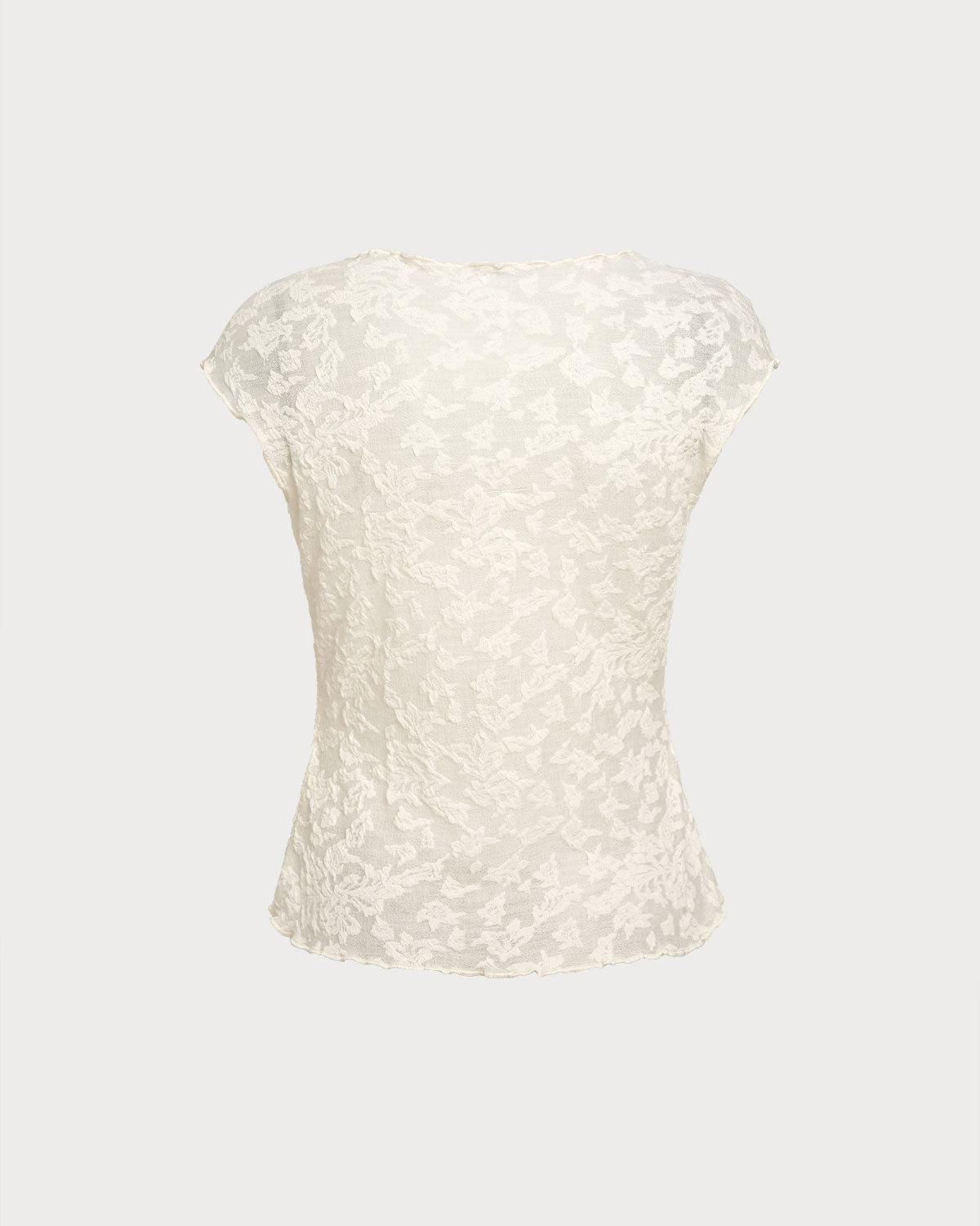 Beige Textured See Through Tee