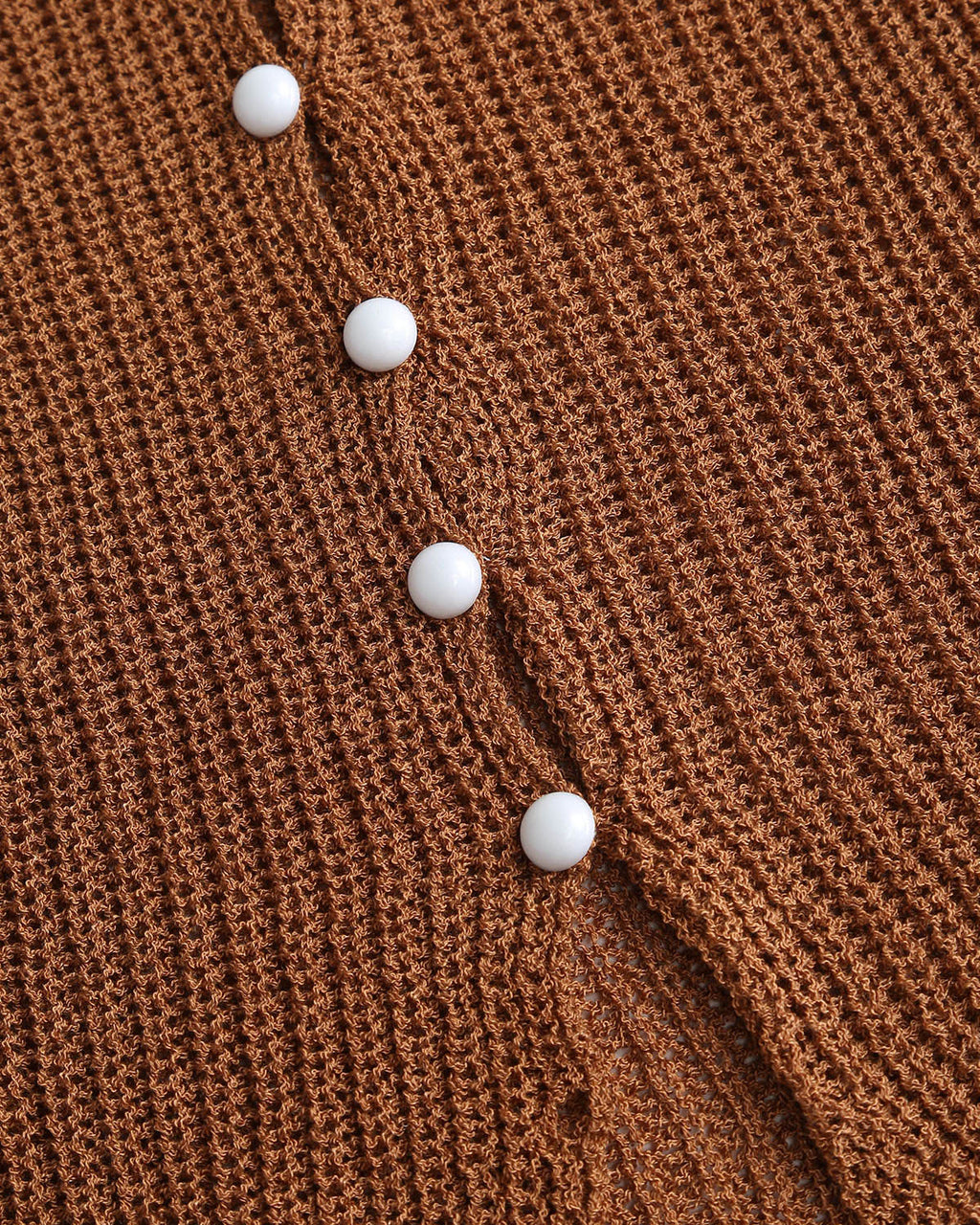 Brown V Neck Knit Cardigan