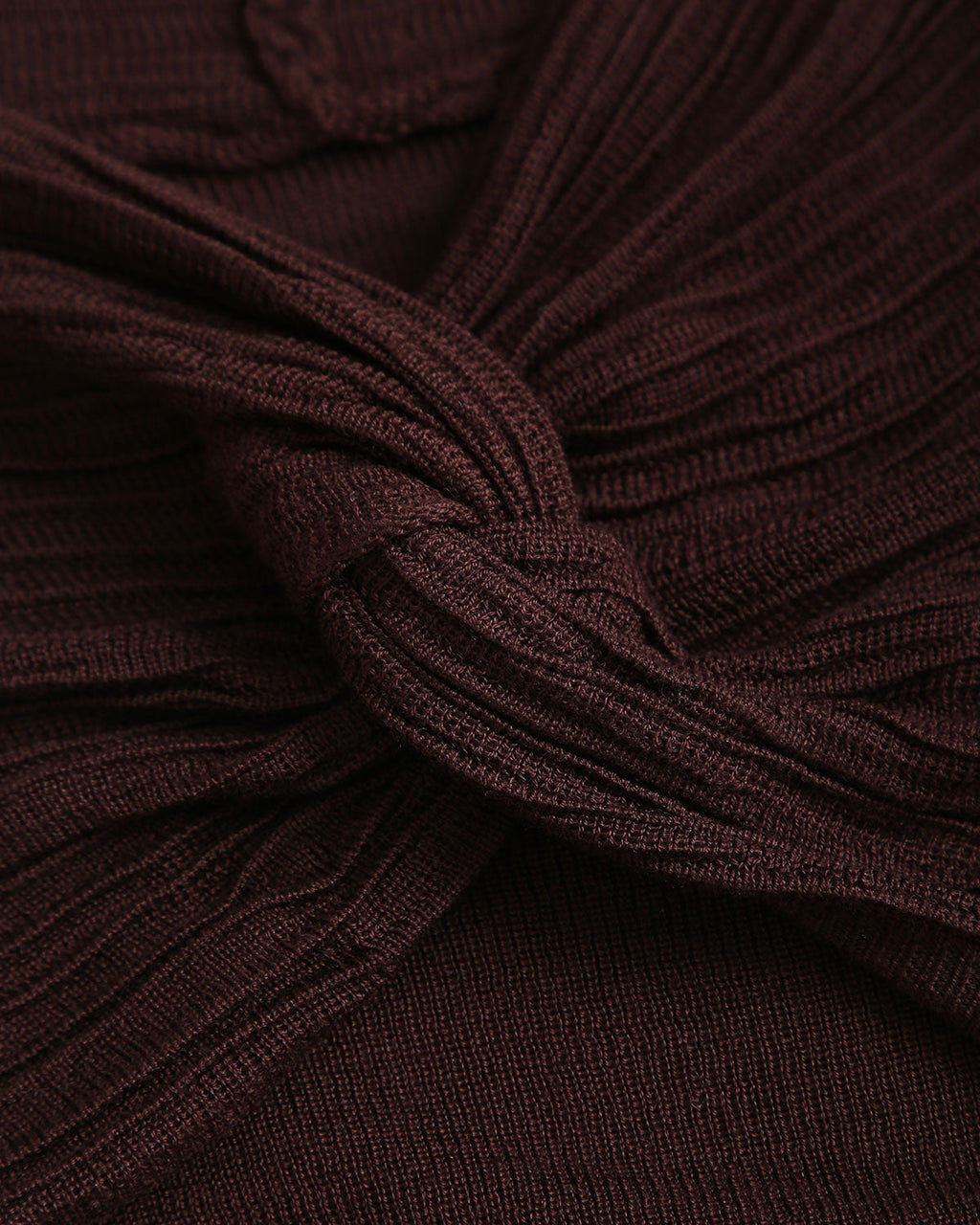 Coffee V Neck Twisted Knit Tee