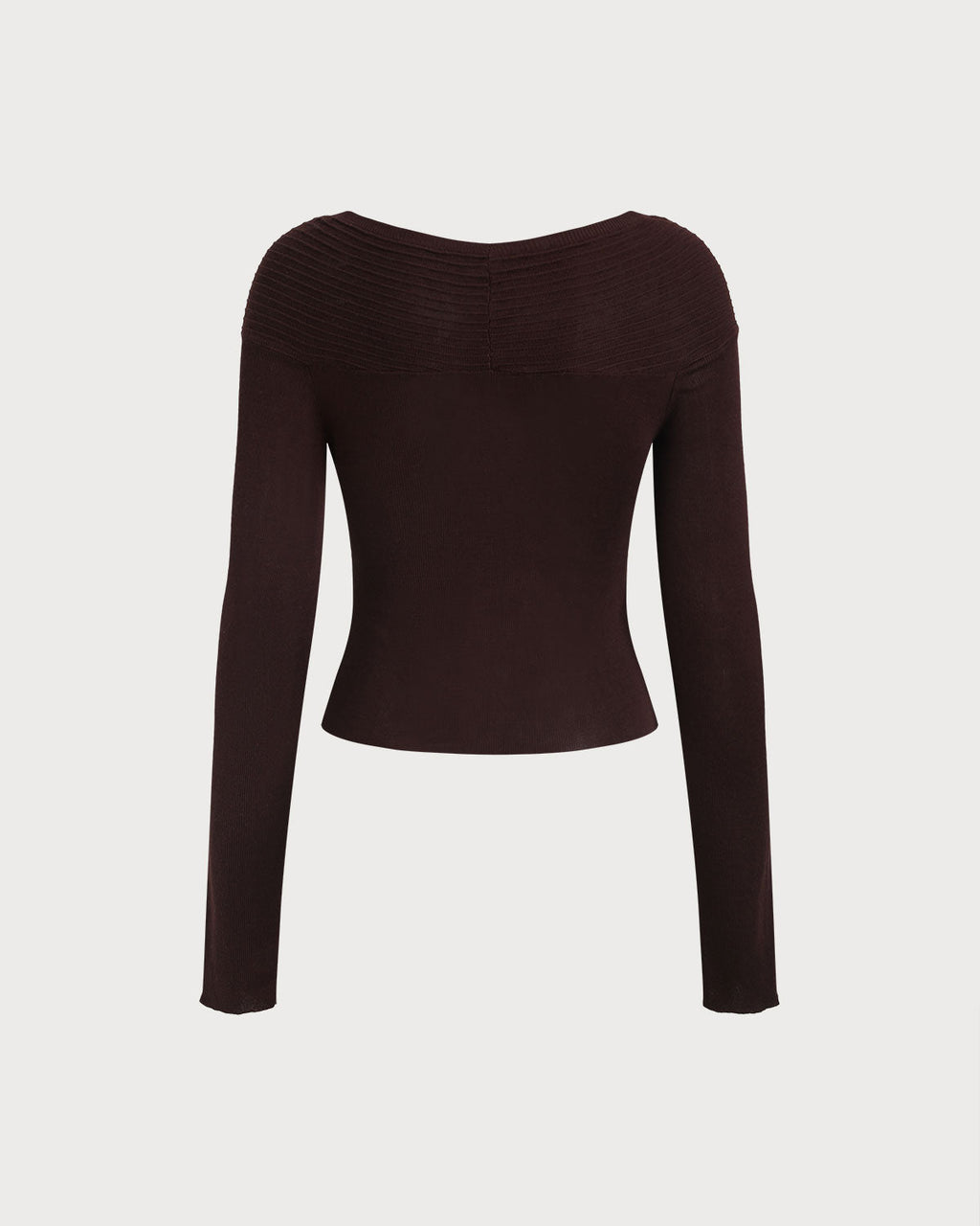 Coffee V Neck Twisted Knit Tee