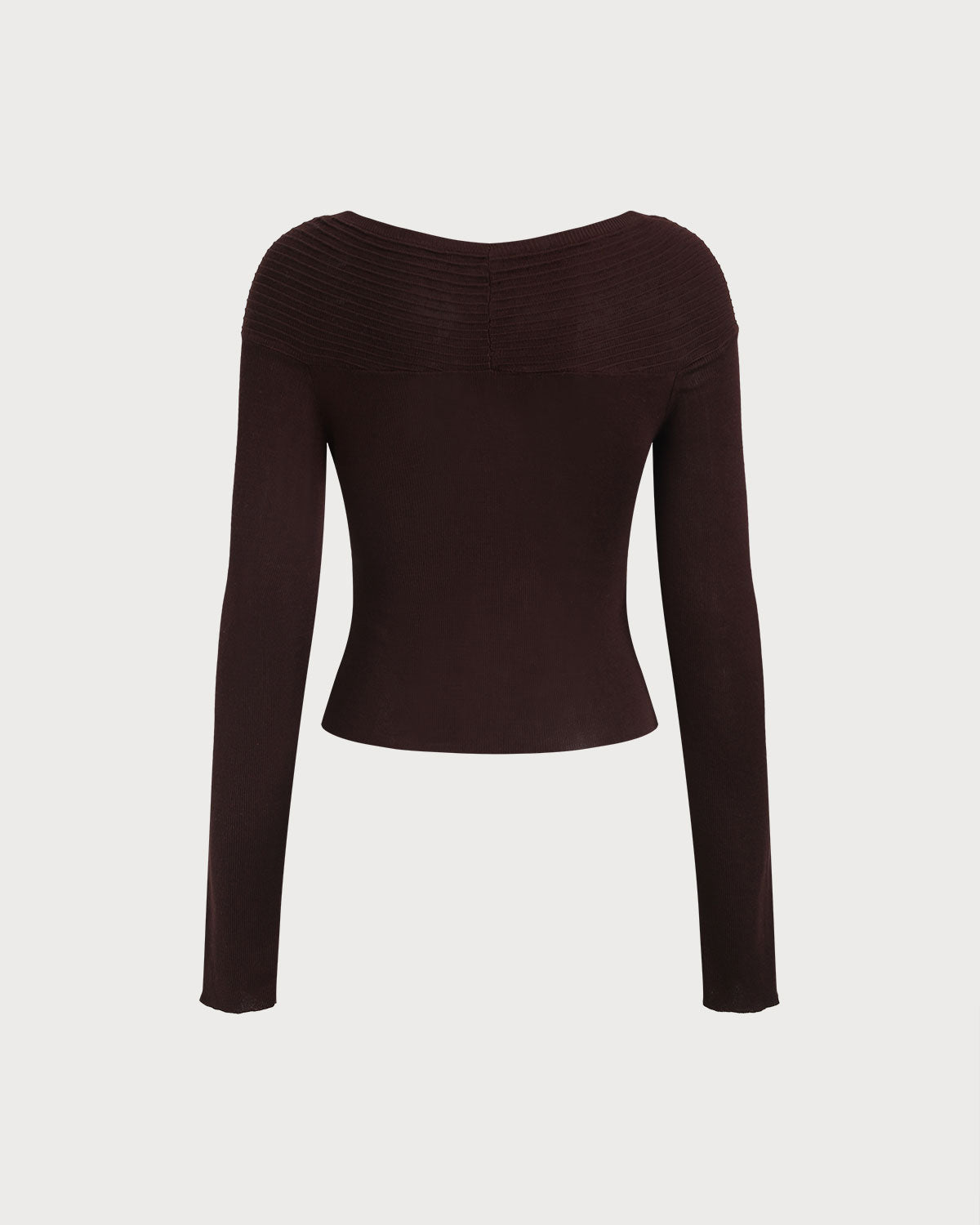 Coffee V Neck Twisted Knit Tee
