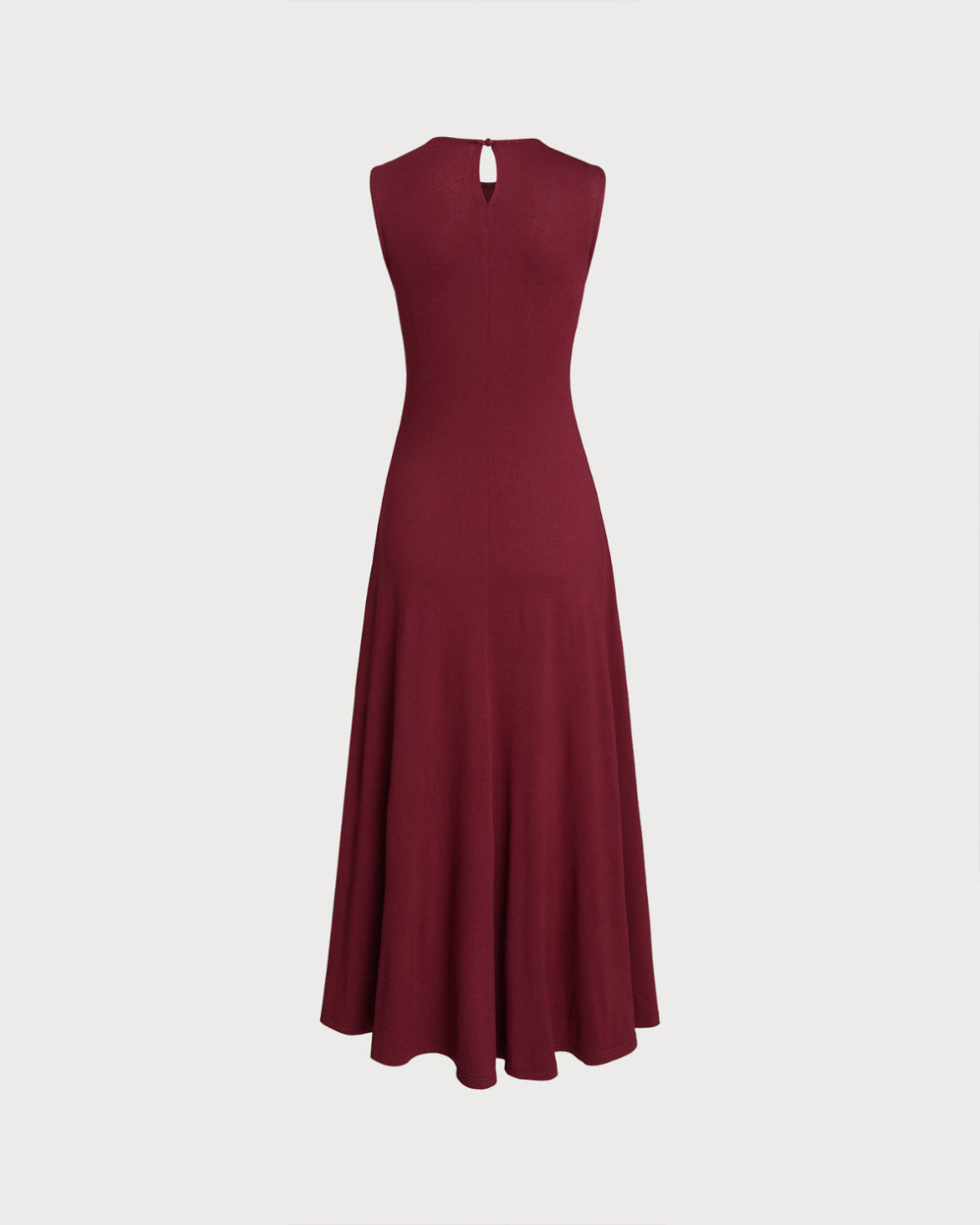 Red Round Neck A-Line Sleeveless Maxi Dress