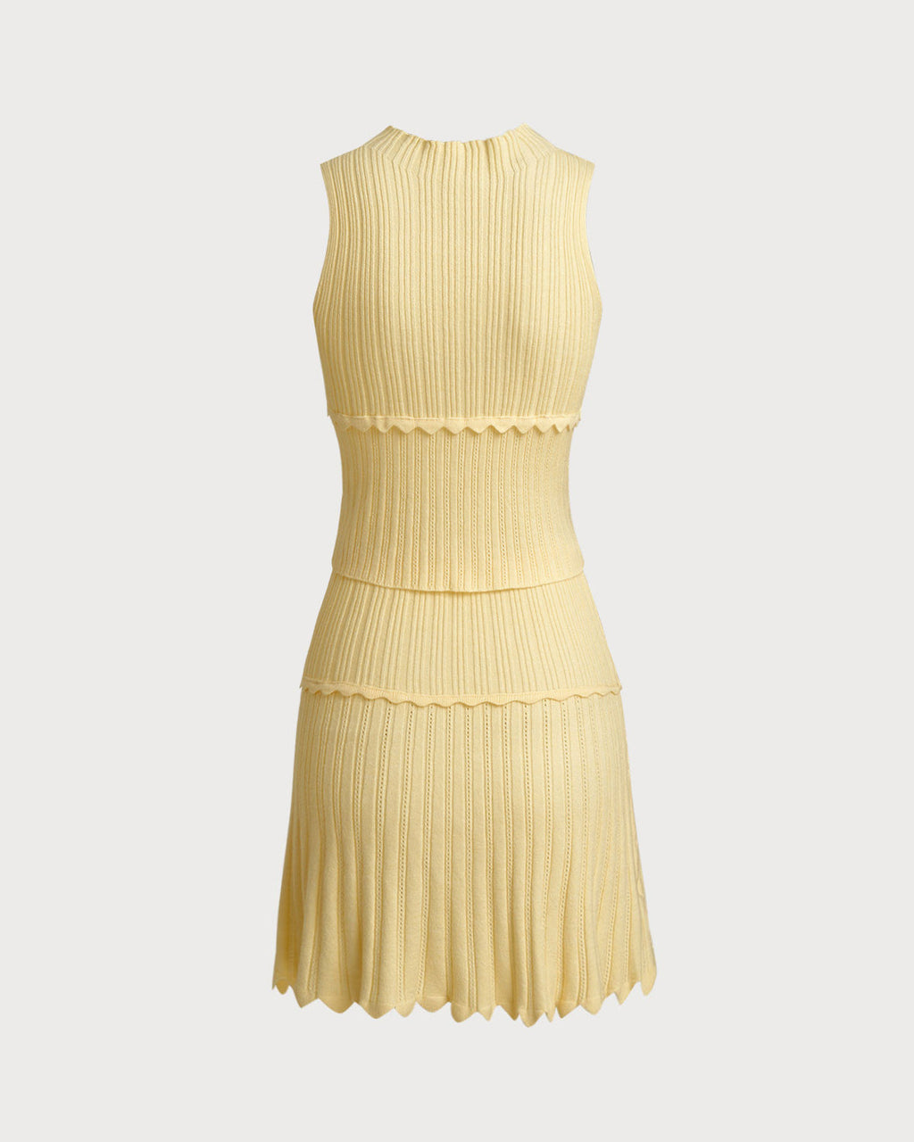 Yellow Elastic Waist Skirt Two-Piece Suit