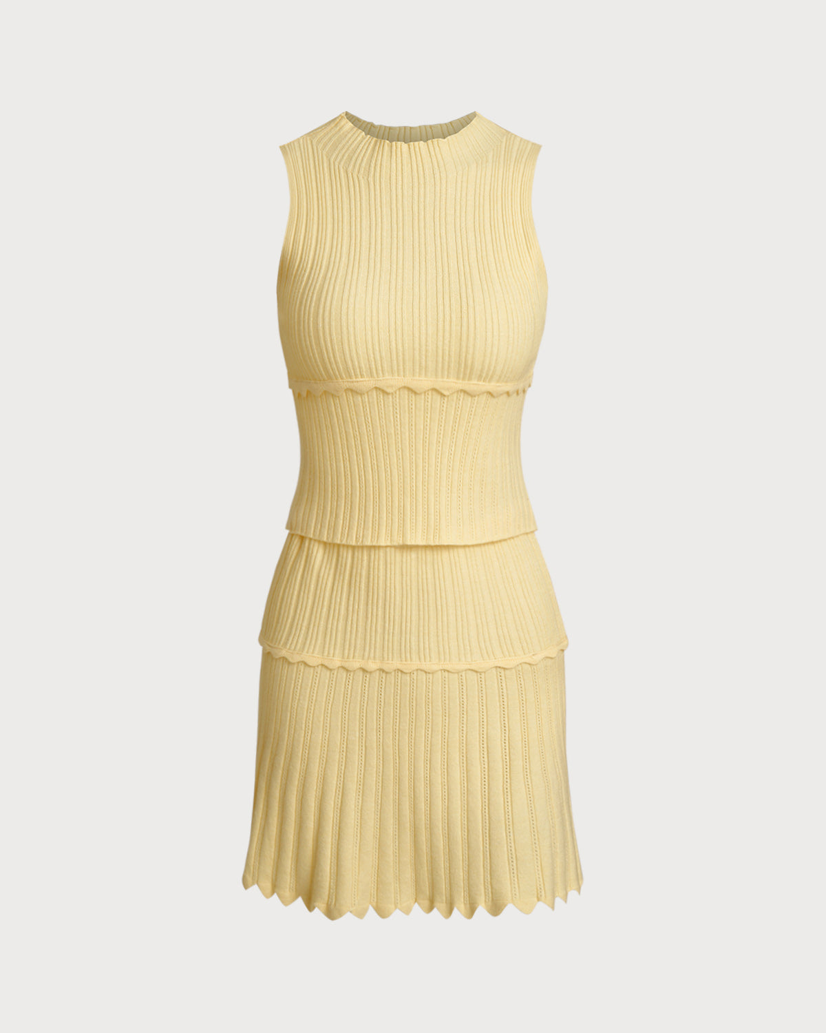 Yellow Elastic Waist Skirt Two-Piece Suit